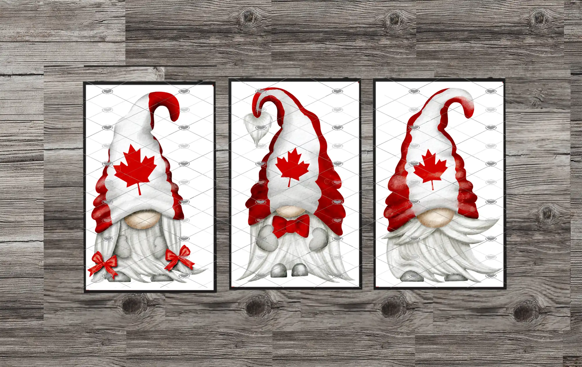 Canada Gnome Prints, Set Of 3 Canadian Gonk Prints - Click Image to Close